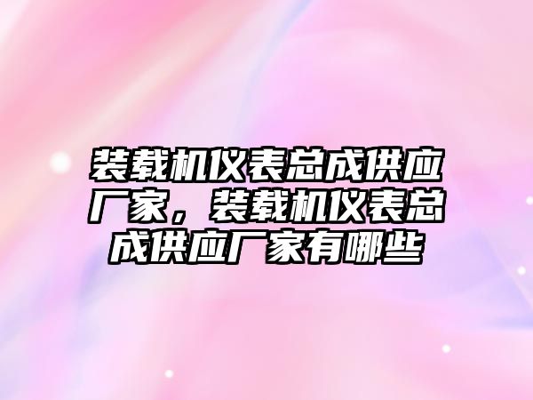 裝載機儀表總成供應廠家，裝載機儀表總成供應廠家有哪些