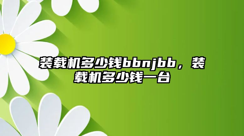 裝載機(jī)多少錢bbnjbb，裝載機(jī)多少錢一臺(tái)