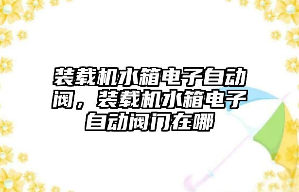 裝載機水箱電子自動閥，裝載機水箱電子自動閥門在哪