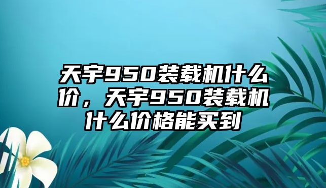 天宇950裝載機(jī)什么價(jià)，天宇950裝載機(jī)什么價(jià)格能買到