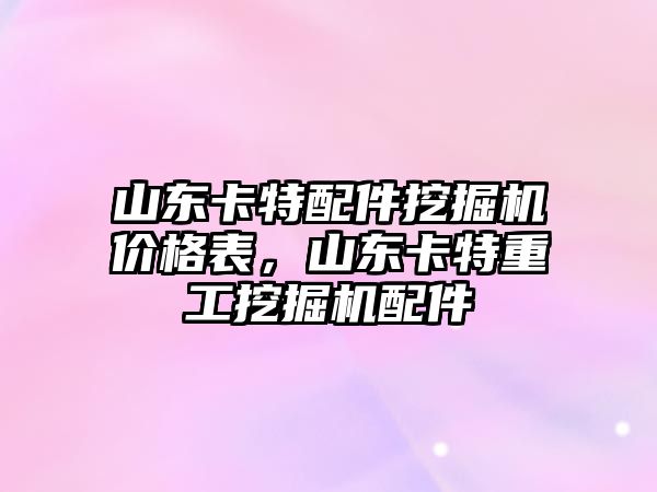 山東卡特配件挖掘機價格表，山東卡特重工挖掘機配件