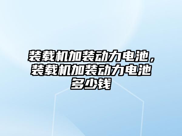 裝載機加裝動力電池，裝載機加裝動力電池多少錢