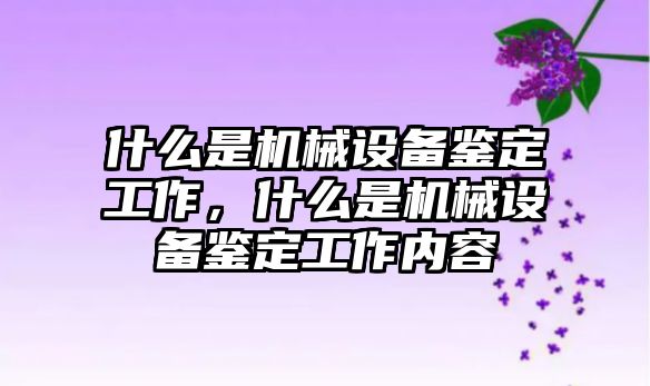 什么是機械設(shè)備鑒定工作，什么是機械設(shè)備鑒定工作內(nèi)容