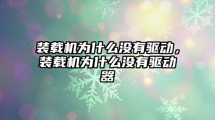 裝載機為什么沒有驅動，裝載機為什么沒有驅動器