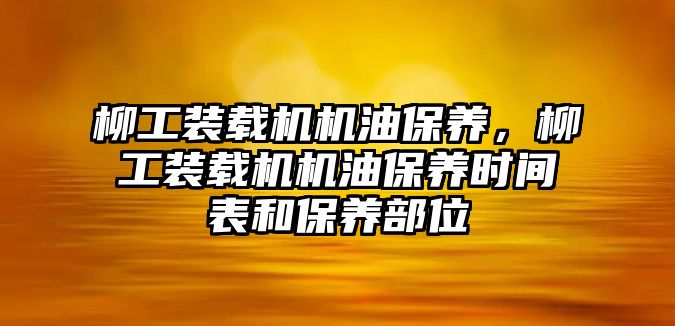 柳工裝載機(jī)機(jī)油保養(yǎng)，柳工裝載機(jī)機(jī)油保養(yǎng)時(shí)間表和保養(yǎng)部位