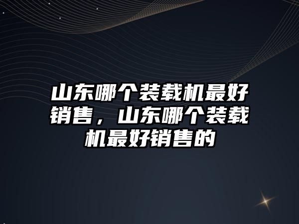 山東哪個裝載機最好銷售，山東哪個裝載機最好銷售的