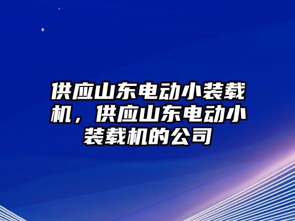 供應(yīng)山東電動(dòng)小裝載機(jī)，供應(yīng)山東電動(dòng)小裝載機(jī)的公司