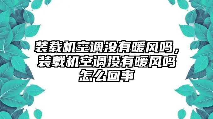 裝載機空調(diào)沒有暖風嗎，裝載機空調(diào)沒有暖風嗎怎么回事