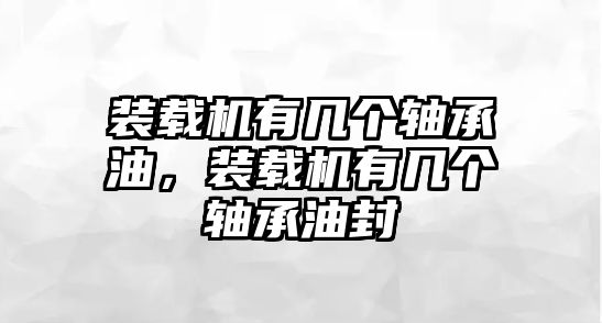 裝載機(jī)有幾個(gè)軸承油，裝載機(jī)有幾個(gè)軸承油封