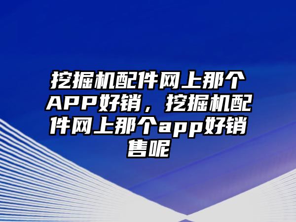 挖掘機配件網(wǎng)上那個APP好銷，挖掘機配件網(wǎng)上那個app好銷售呢