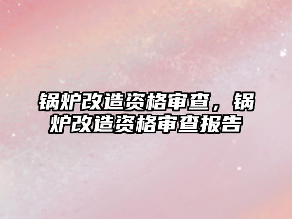 鍋爐改造資格審查，鍋爐改造資格審查報告