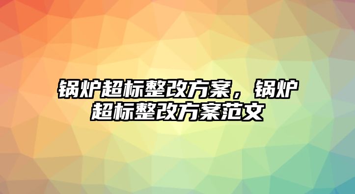 鍋爐超標(biāo)整改方案，鍋爐超標(biāo)整改方案范文