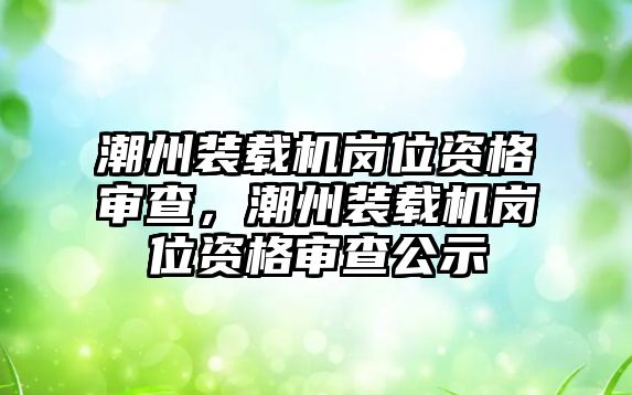 潮州裝載機崗位資格審查，潮州裝載機崗位資格審查公示