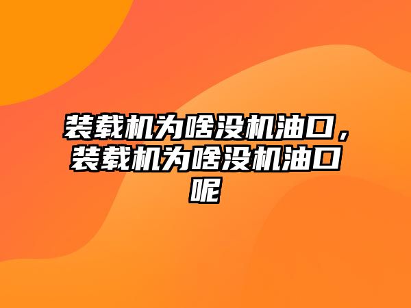 裝載機為啥沒機油口，裝載機為啥沒機油口呢