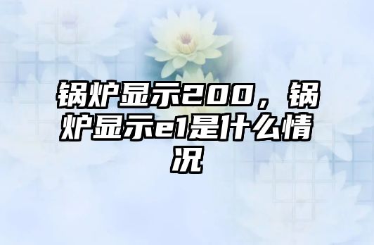 鍋爐顯示200，鍋爐顯示e1是什么情況