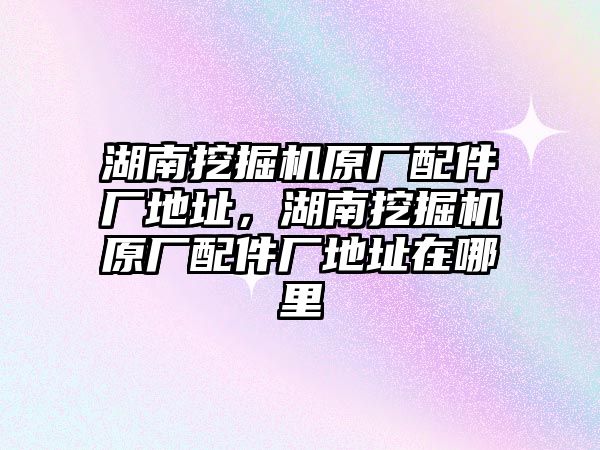 湖南挖掘機原廠配件廠地址，湖南挖掘機原廠配件廠地址在哪里