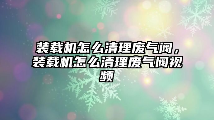 裝載機(jī)怎么清理廢氣閥，裝載機(jī)怎么清理廢氣閥視頻