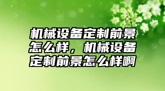 機械設(shè)備定制前景怎么樣，機械設(shè)備定制前景怎么樣啊