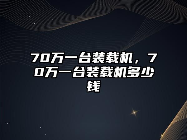 70萬一臺裝載機，70萬一臺裝載機多少錢