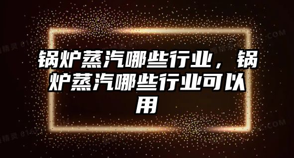 鍋爐蒸汽哪些行業(yè)，鍋爐蒸汽哪些行業(yè)可以用