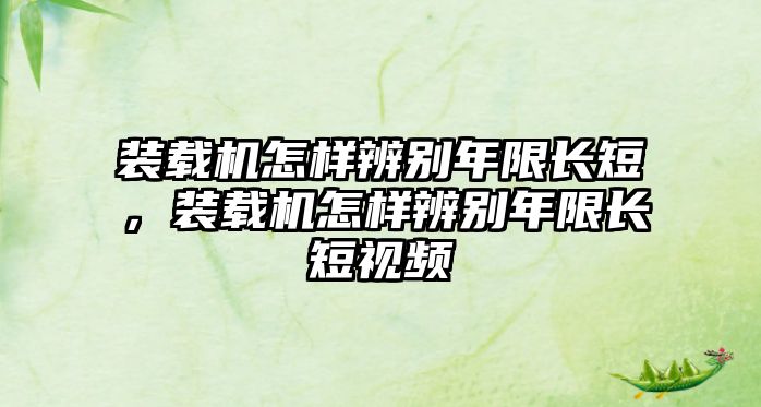 裝載機(jī)怎樣辨別年限長短，裝載機(jī)怎樣辨別年限長短視頻