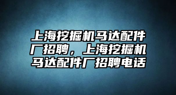 上海挖掘機馬達配件廠招聘，上海挖掘機馬達配件廠招聘電話