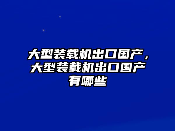 大型裝載機(jī)出口國(guó)產(chǎn)，大型裝載機(jī)出口國(guó)產(chǎn)有哪些