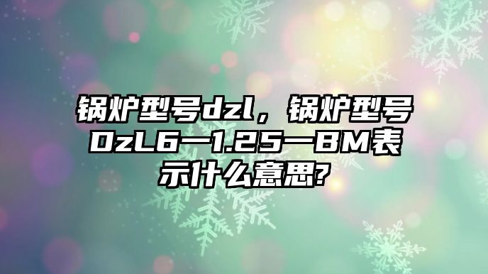 鍋爐型號(hào)dzl，鍋爐型號(hào)DzL6一1.25一BM表示什么意思?