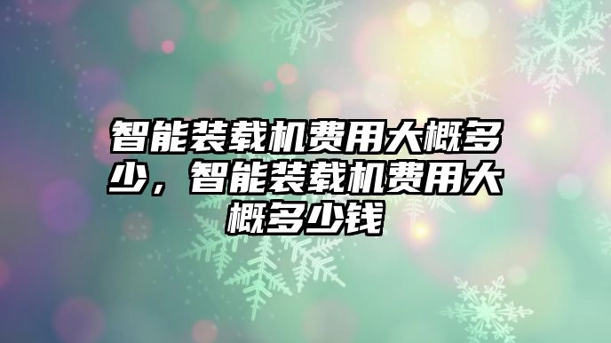 智能裝載機(jī)費(fèi)用大概多少，智能裝載機(jī)費(fèi)用大概多少錢(qián)