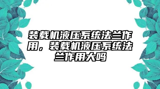 裝載機(jī)液壓系統(tǒng)法蘭作用，裝載機(jī)液壓系統(tǒng)法蘭作用大嗎