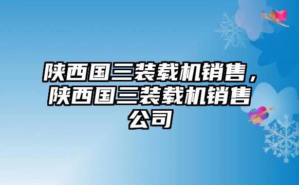 陜西國三裝載機銷售，陜西國三裝載機銷售公司