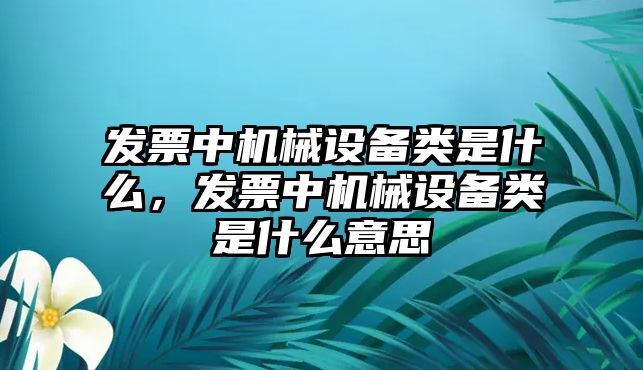 發(fā)票中機(jī)械設(shè)備類(lèi)是什么，發(fā)票中機(jī)械設(shè)備類(lèi)是什么意思