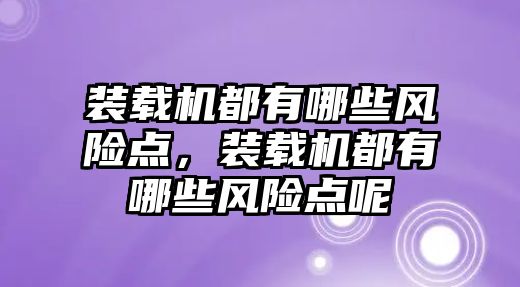 裝載機都有哪些風(fēng)險點，裝載機都有哪些風(fēng)險點呢