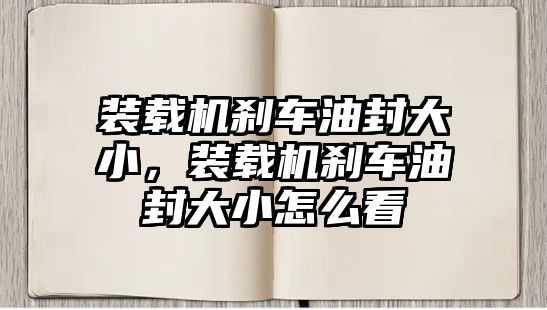 裝載機剎車油封大小，裝載機剎車油封大小怎么看