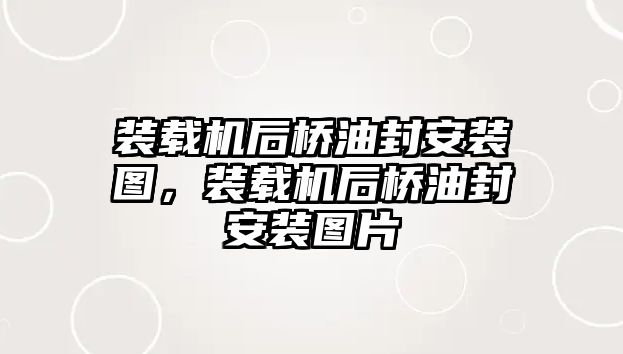 裝載機(jī)后橋油封安裝圖，裝載機(jī)后橋油封安裝圖片