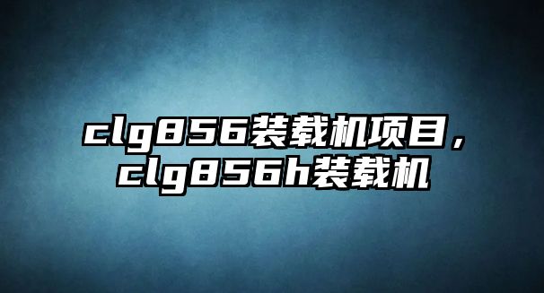 clg856裝載機(jī)項(xiàng)目，clg856h裝載機(jī)