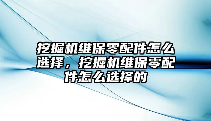 挖掘機(jī)維保零配件怎么選擇，挖掘機(jī)維保零配件怎么選擇的