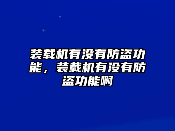 裝載機有沒有防盜功能，裝載機有沒有防盜功能啊