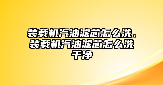 裝載機汽油濾芯怎么洗，裝載機汽油濾芯怎么洗干凈