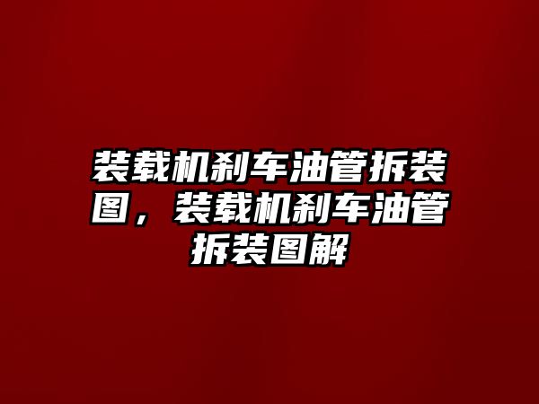 裝載機剎車油管拆裝圖，裝載機剎車油管拆裝圖解