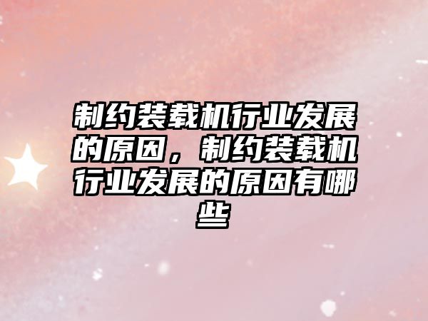 制約裝載機行業(yè)發(fā)展的原因，制約裝載機行業(yè)發(fā)展的原因有哪些