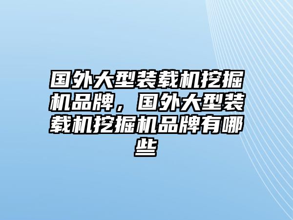 國外大型裝載機(jī)挖掘機(jī)品牌，國外大型裝載機(jī)挖掘機(jī)品牌有哪些