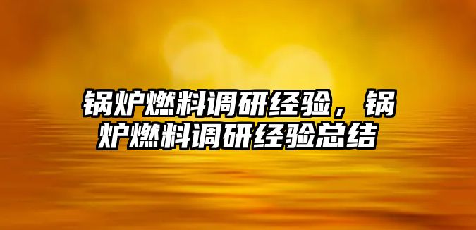 鍋爐燃料調(diào)研經(jīng)驗(yàn)，鍋爐燃料調(diào)研經(jīng)驗(yàn)總結(jié)