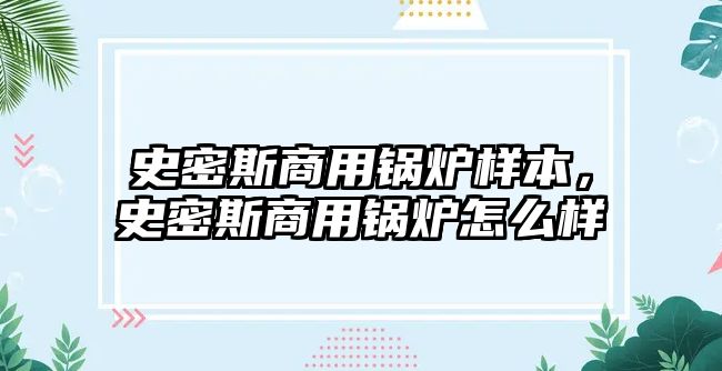 史密斯商用鍋爐樣本，史密斯商用鍋爐怎么樣