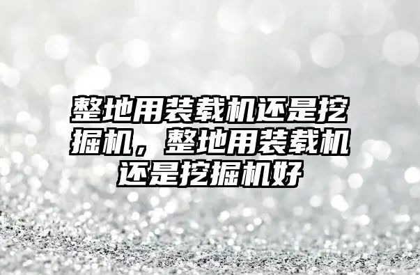 整地用裝載機還是挖掘機，整地用裝載機還是挖掘機好