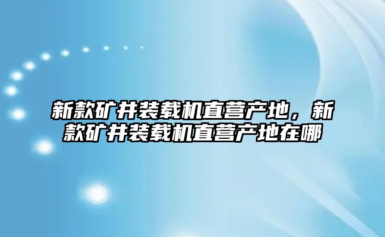 新款礦井裝載機直營產(chǎn)地，新款礦井裝載機直營產(chǎn)地在哪