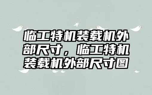 臨工特機裝載機外部尺寸，臨工特機裝載機外部尺寸圖