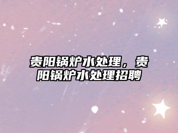 貴陽鍋爐水處理，貴陽鍋爐水處理招聘