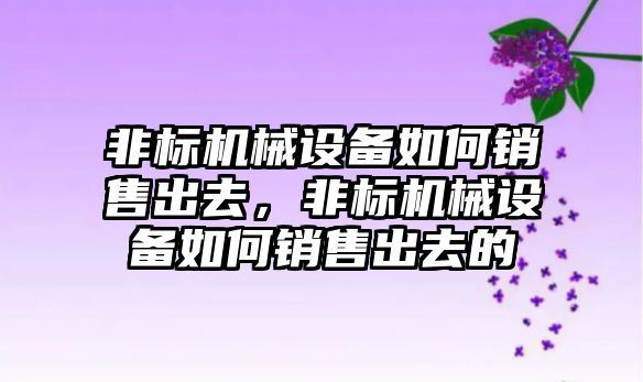 非標機械設備如何銷售出去，非標機械設備如何銷售出去的