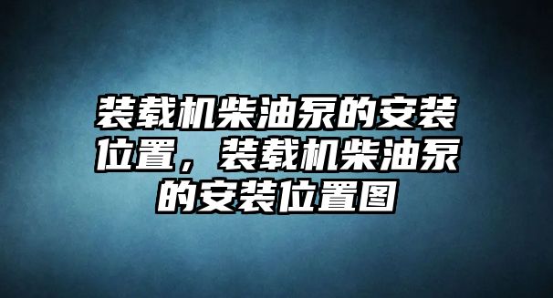 裝載機柴油泵的安裝位置，裝載機柴油泵的安裝位置圖